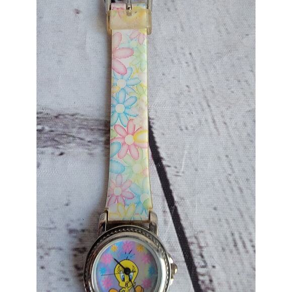 Armitron Tweety Bird Watch with Floral Pastel Dial & Band Women’s Untested Read - Picture 3 of 5